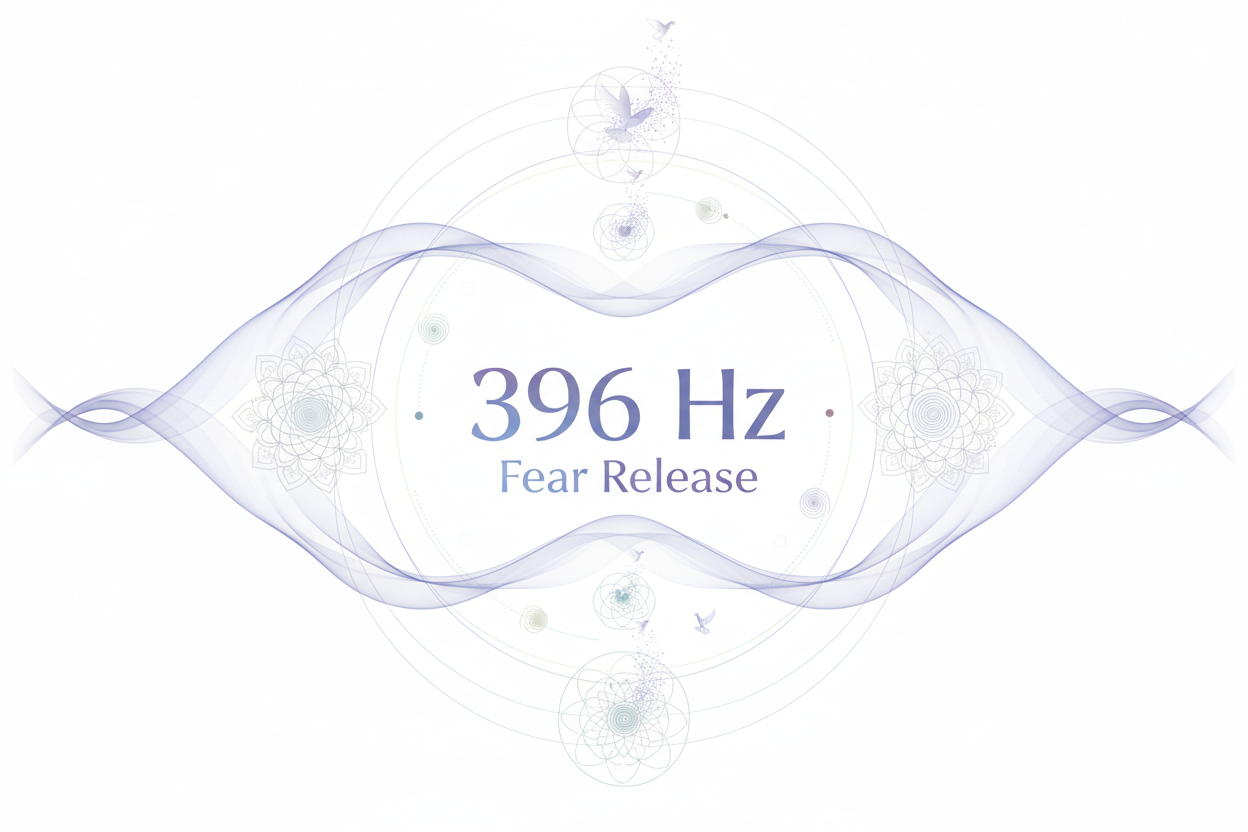 396 Hz Fear Release. White background
