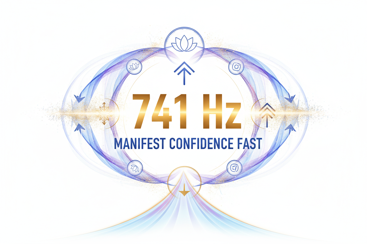 741 Hz Manifest Confidence Fast. White background