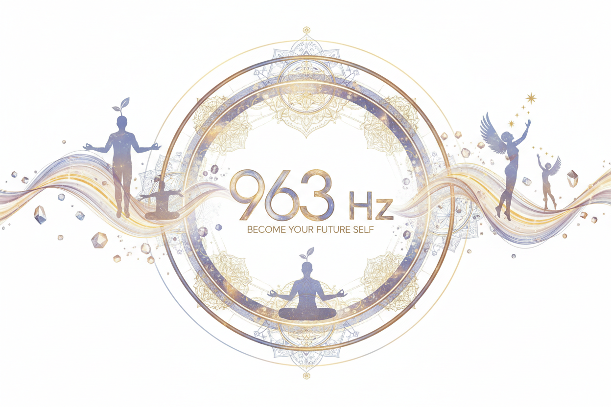 963 Hz Become Your Future Self. White background