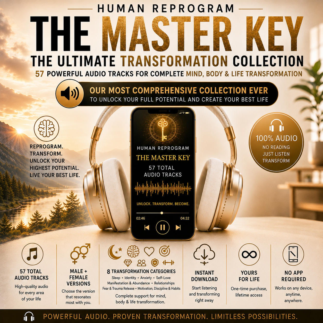 The Master Key Bundle - 57 Melodic Affirmation & Solfeggio Mp3 Tracks