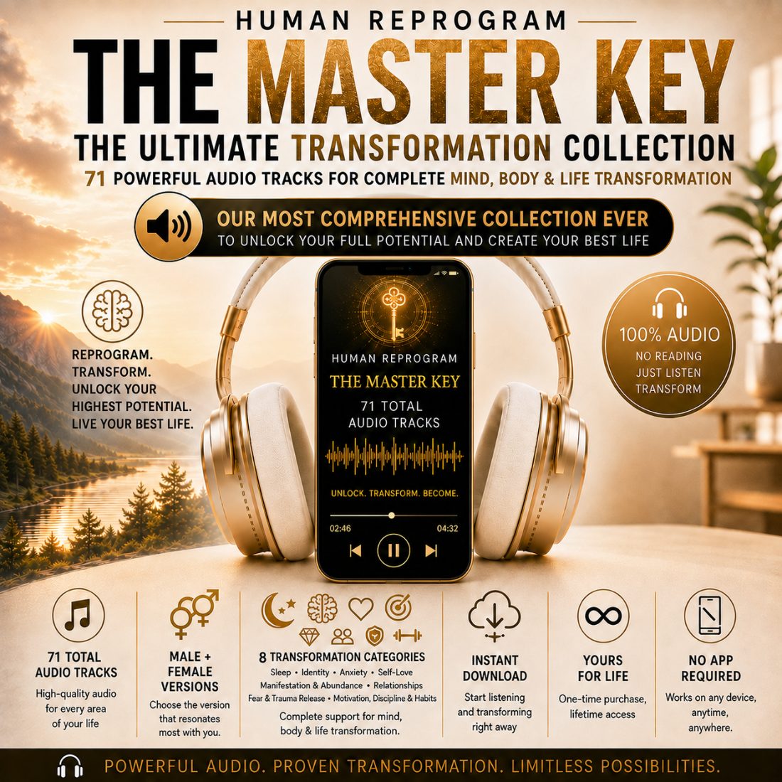 The Master Key Bundle - 71 Melodic Affirmation & Solfeggio Mp3 Tracks