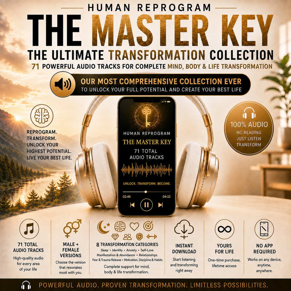The Master Key Bundle - 71 Melodic Affirmation & Solfeggio Mp3 Tracks